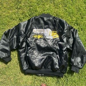 Vintage Made in USA Westark Black Satin Bomber Jacket Guinn Construction
